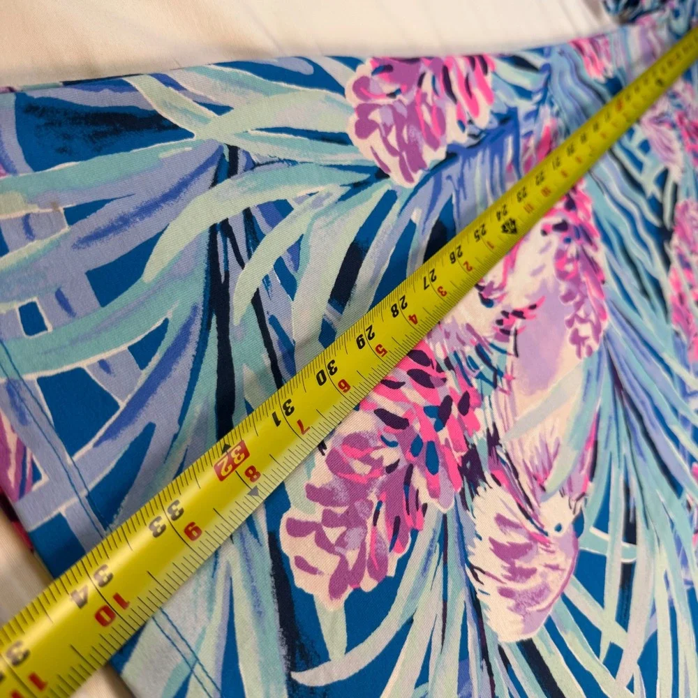 Lilly Pulitzer Dress Womens XS Blue Pink Floral Ruffle Sleeve Resort EUC